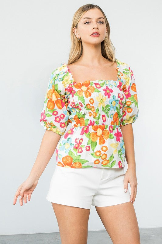 Floral Smocked Top