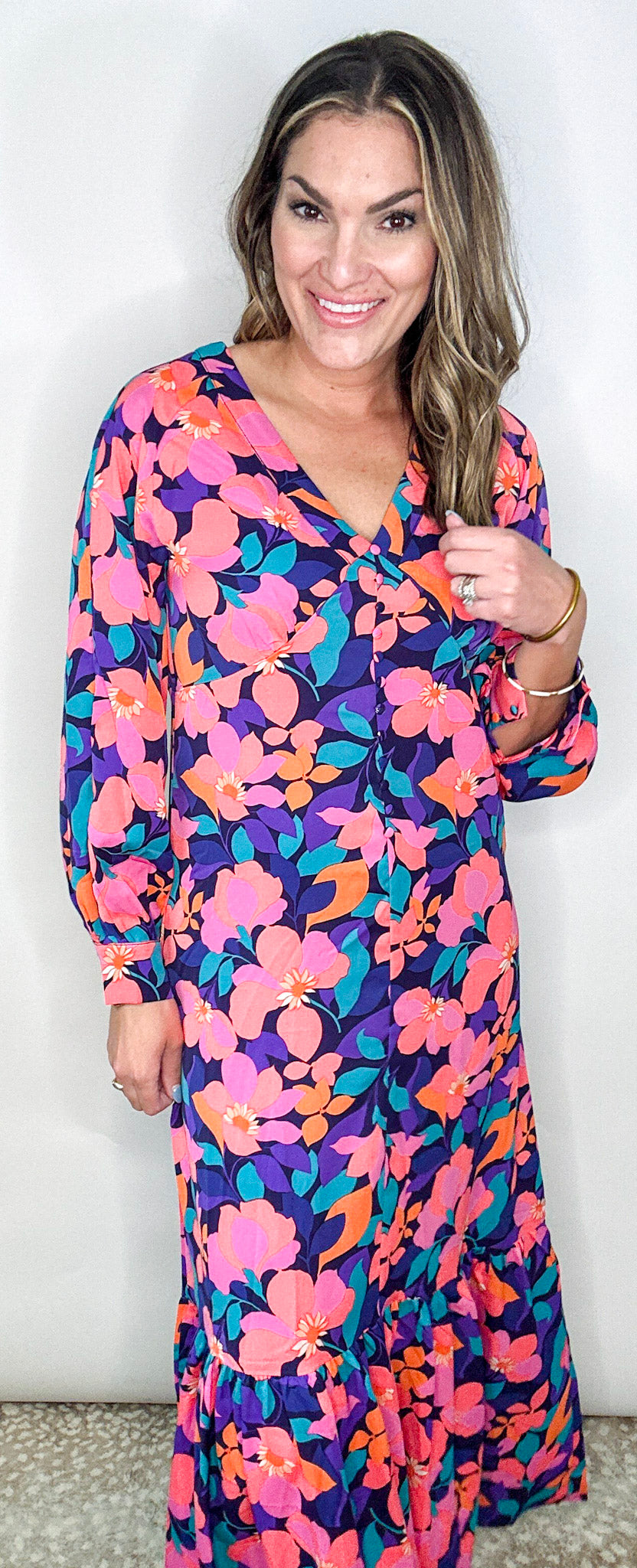 BRIGHT FLORAL PRINT MAXI DRESS