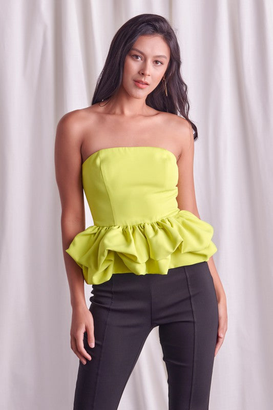 Lime Off Shoulder Ruffle Top