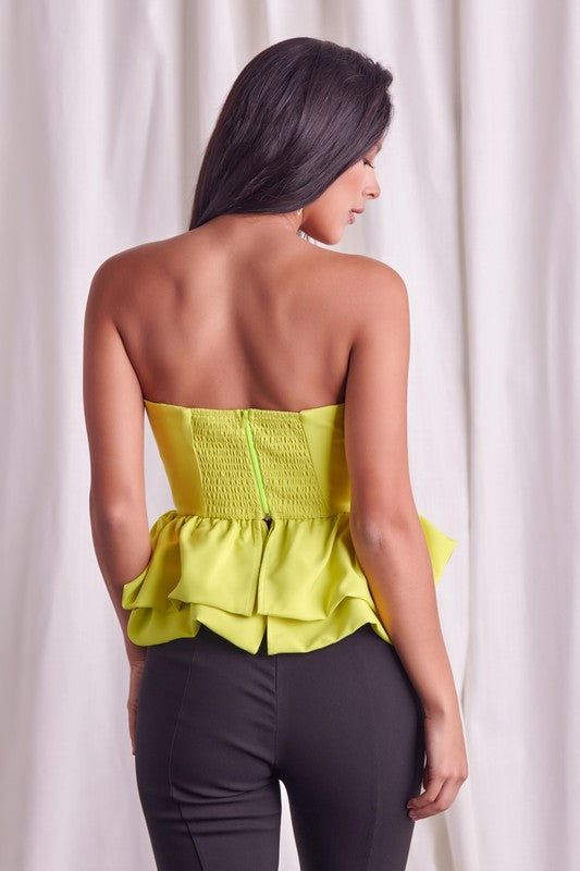 Lime Off Shoulder Ruffle Top