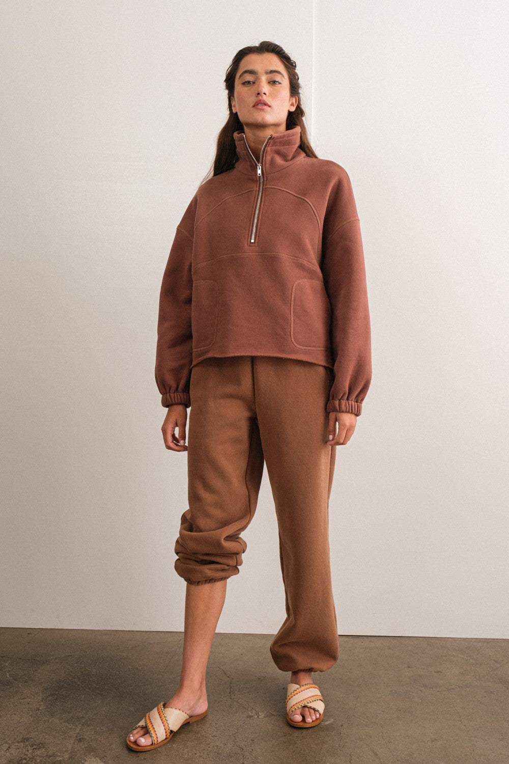 Choco Raelyn Oversized Half-Zip Top