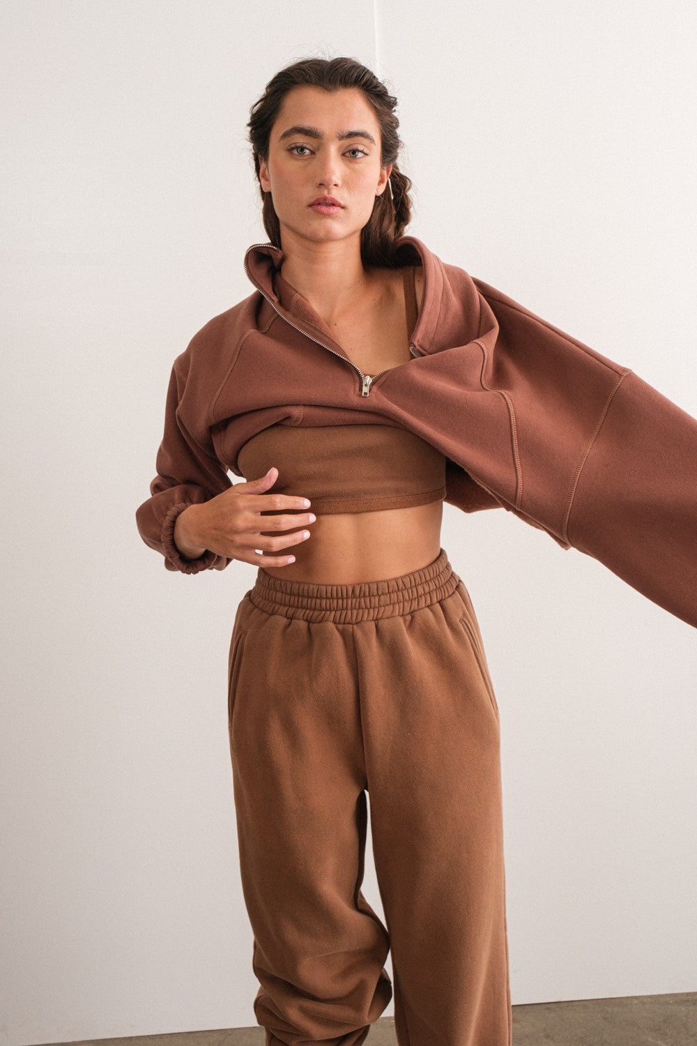 Choco Raelyn Oversized Half-Zip Top