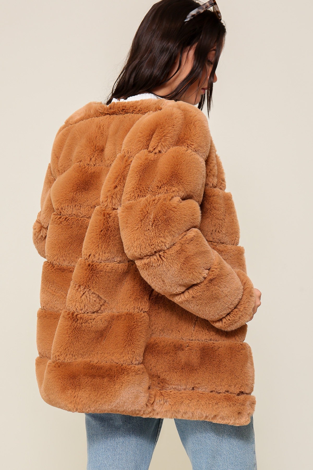 Camel Faux Fur Oversized Coat