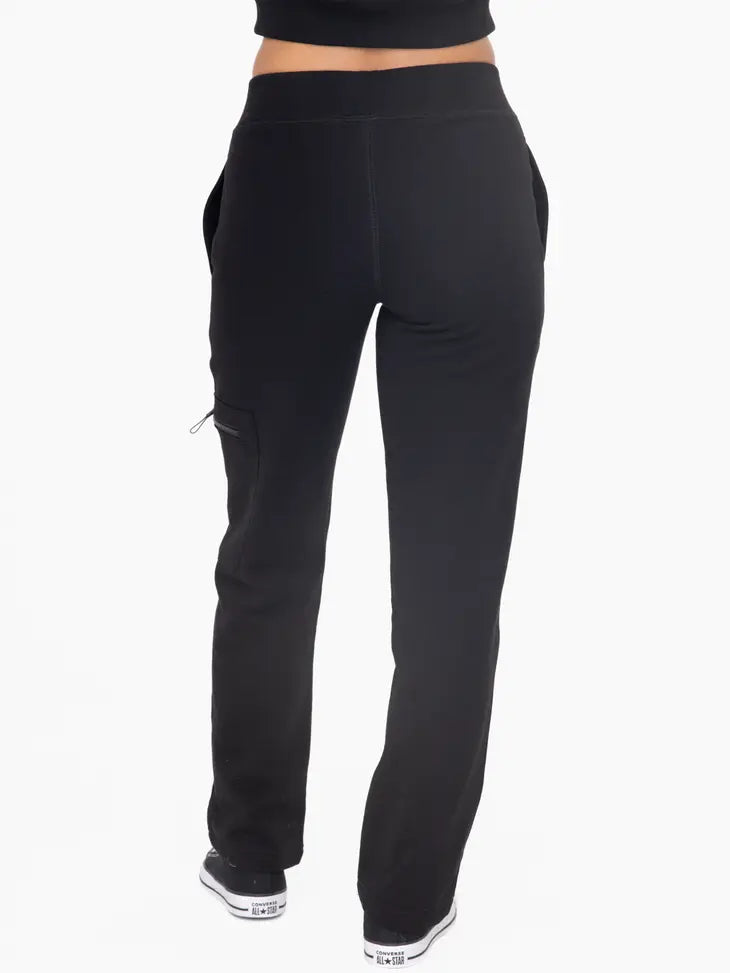 Black Brushed Fleece Cargo Lounge Pant