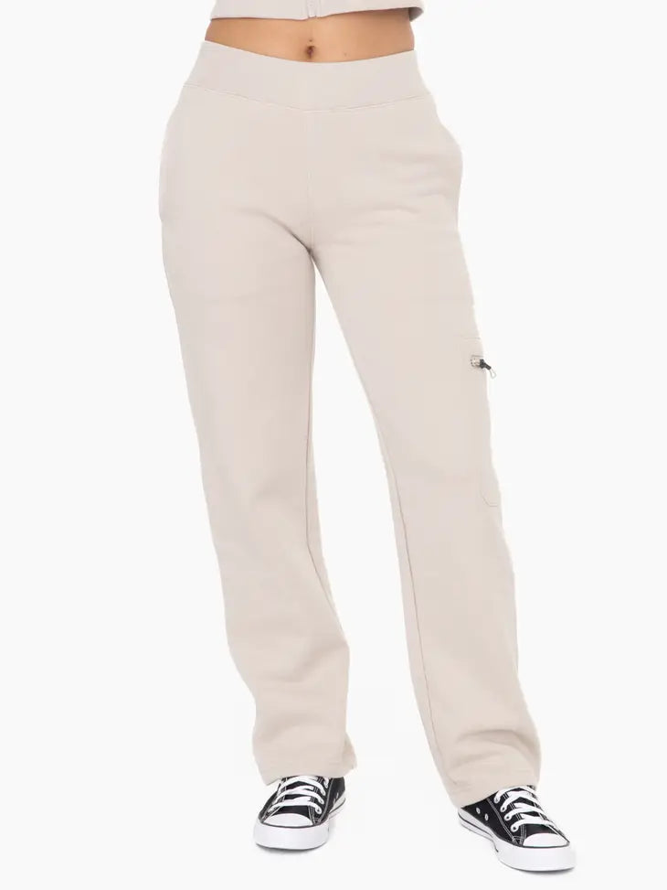 Taupe Brushed Fleece Cargo Lounge Pant