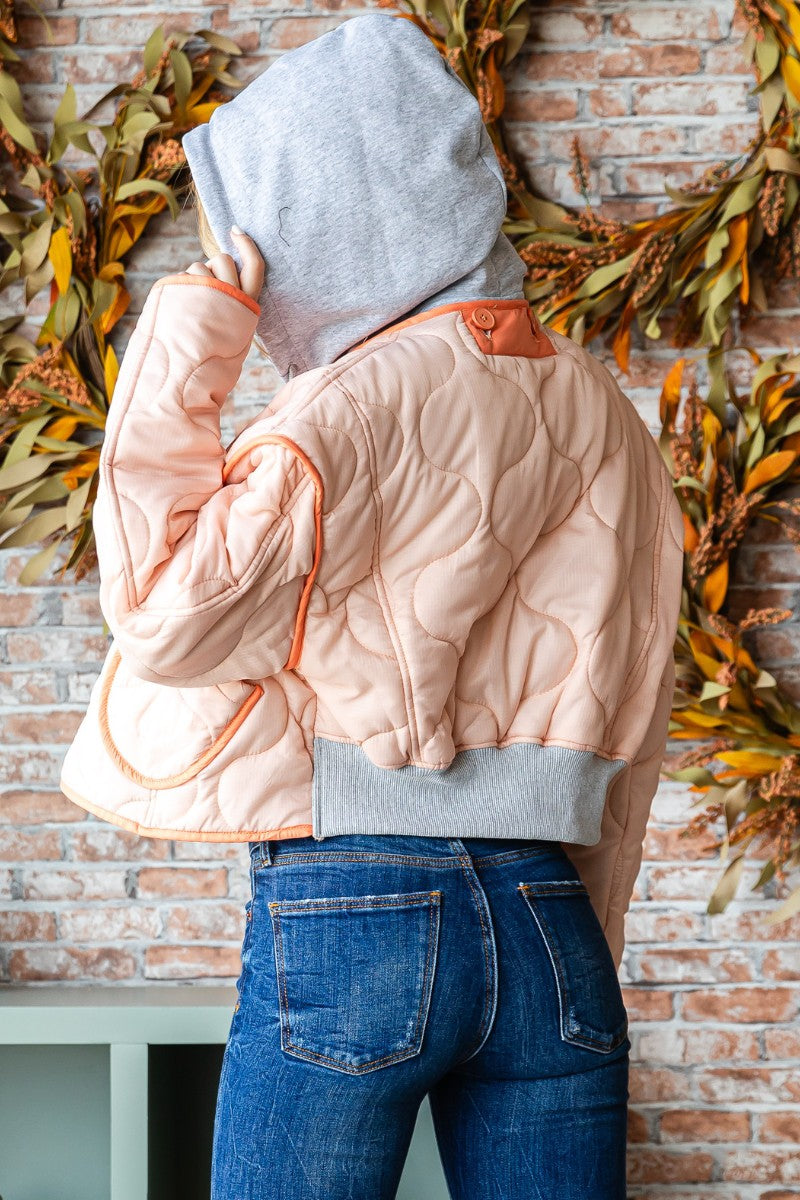 Peach Waved Detachable Hoodie Jacket