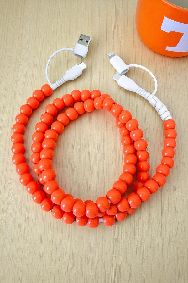 SC - ETA 8/22 - Updated Orange Beaded Cord Phone Charger