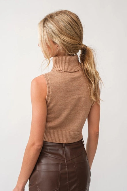 Mocha Turtle Neck Knit Top