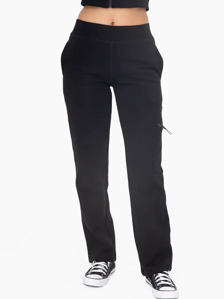 Black Brushed Fleece Cargo Lounge Pant