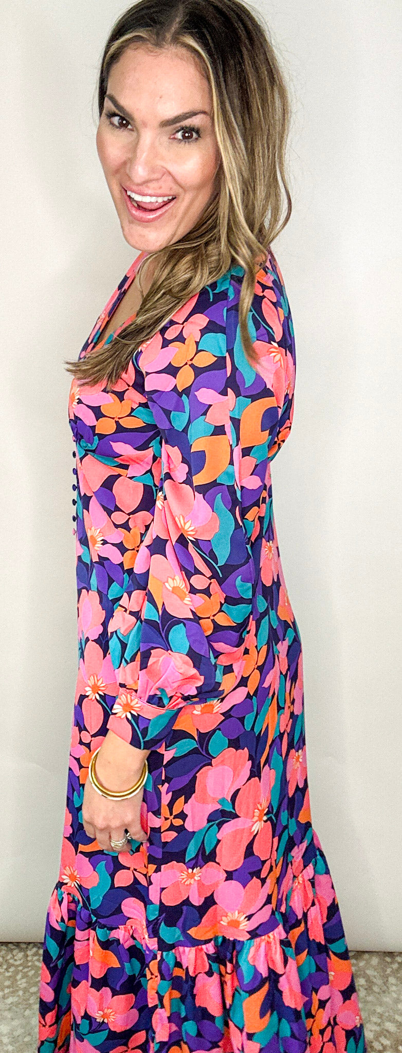 BRIGHT FLORAL PRINT MAXI DRESS