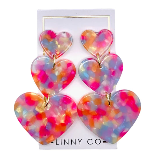 Penny Heart Drop Pink Sprinkles Earring