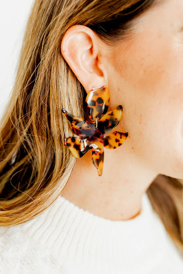 Flora - Brown Tortoise Earrings