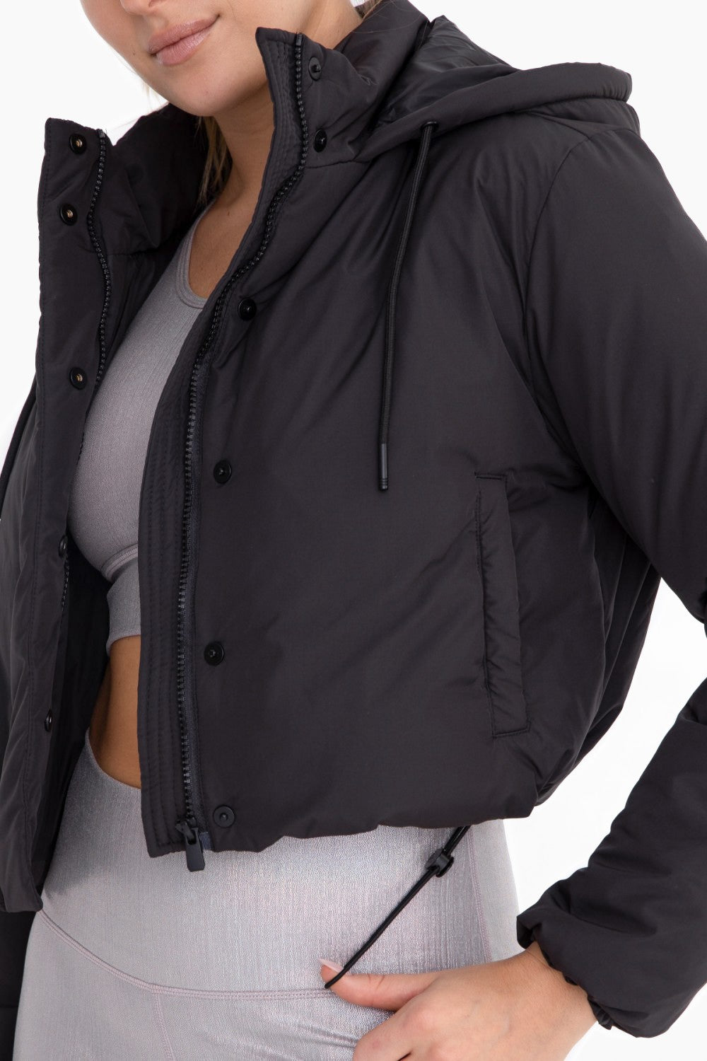 Black Cropped Puffer Jacket