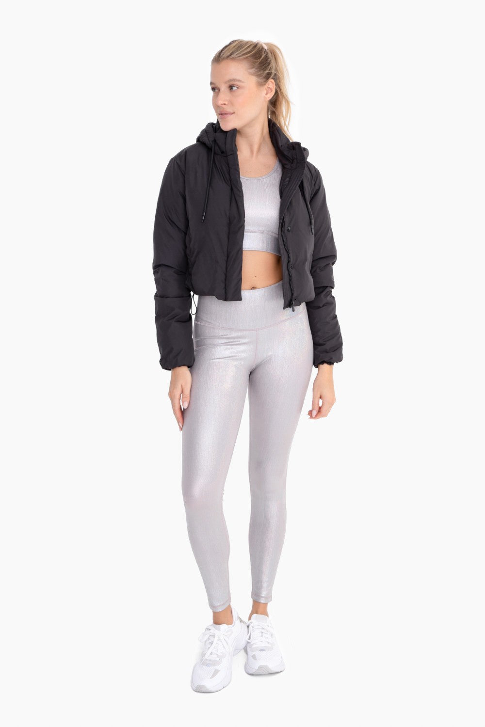 Black Cropped Puffer Jacket