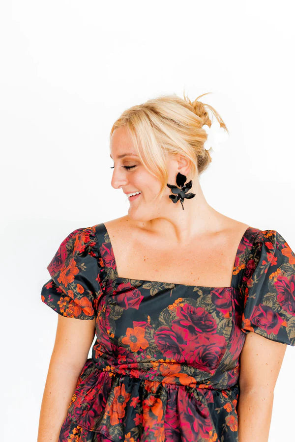 Flora - Black Earring