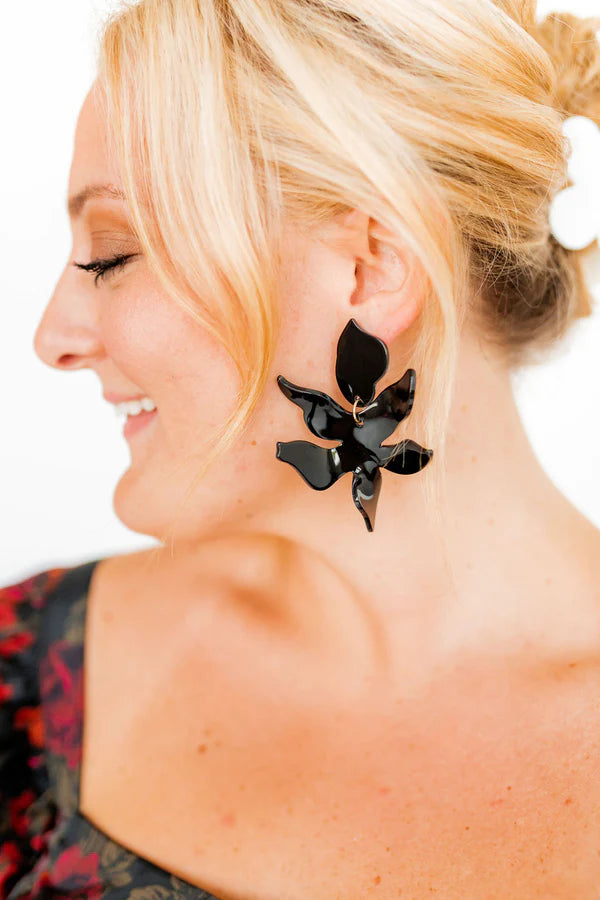 Flora - Black Earring