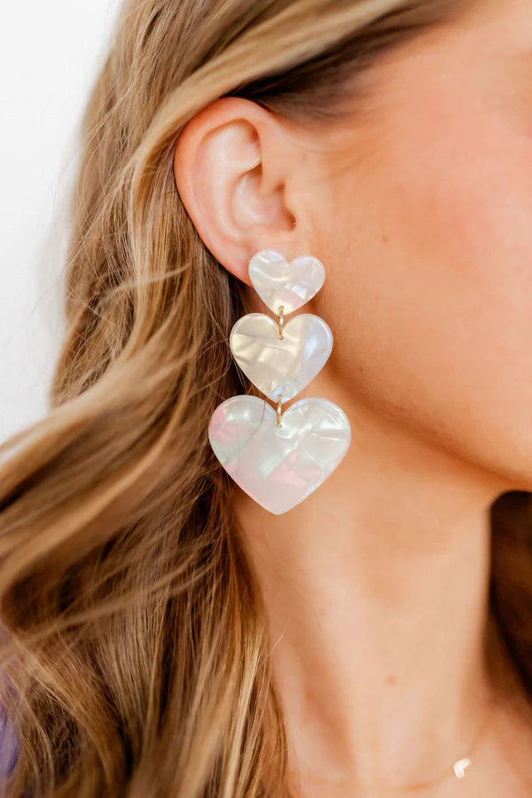 Penny Heart Drop Iridescent Earring