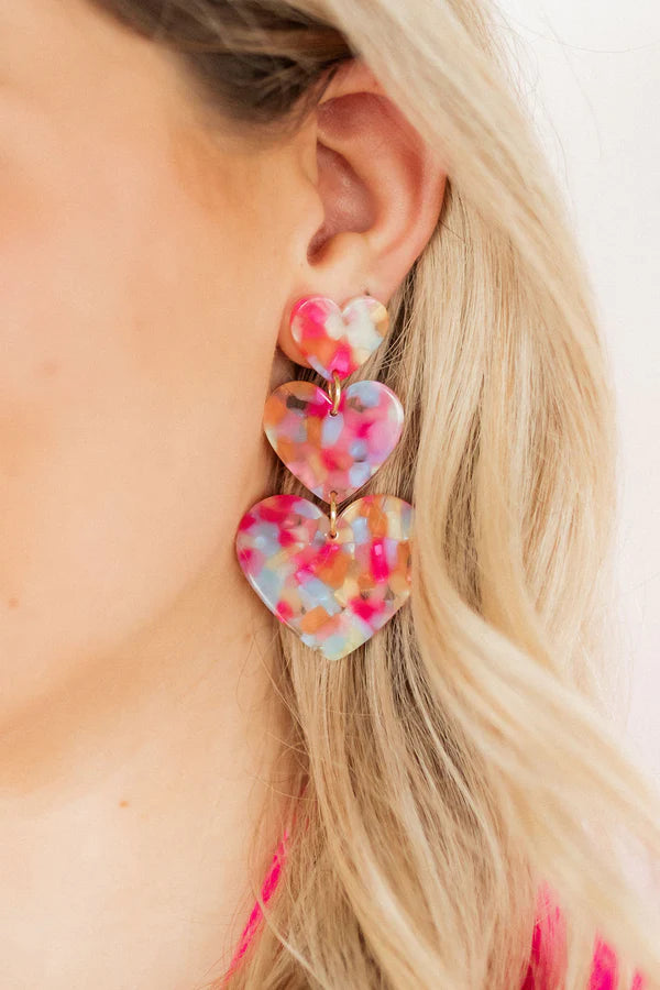 Penny Heart Drop Pink Sprinkles Earring