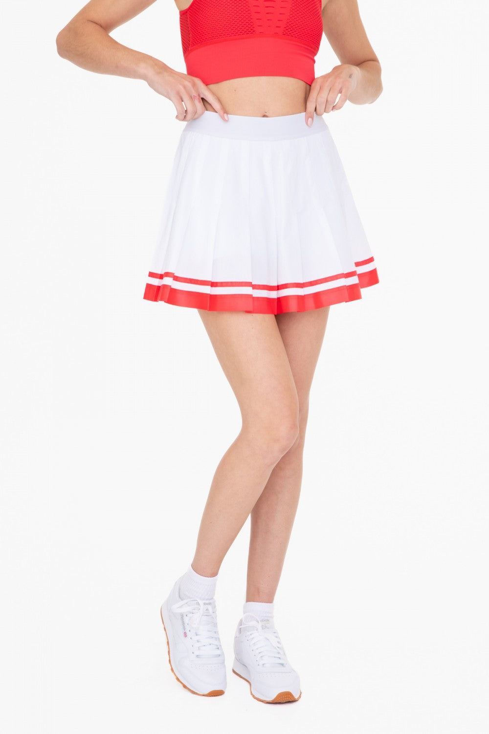 White/Hibiscus Stripe Tennis Skirt