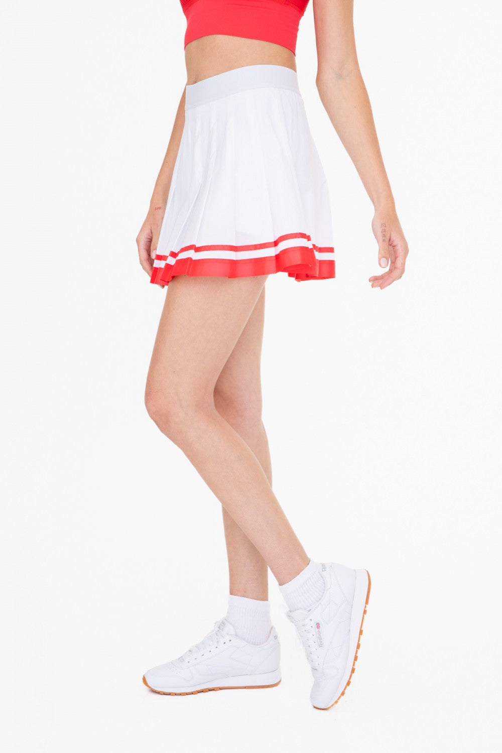 White/Hibiscus Stripe Tennis Skirt