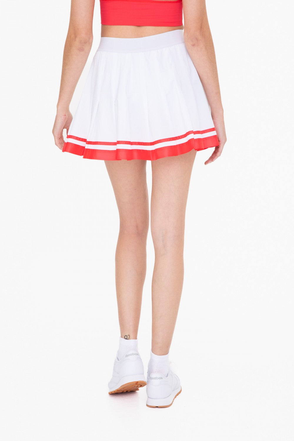 White/Hibiscus Stripe Tennis Skirt