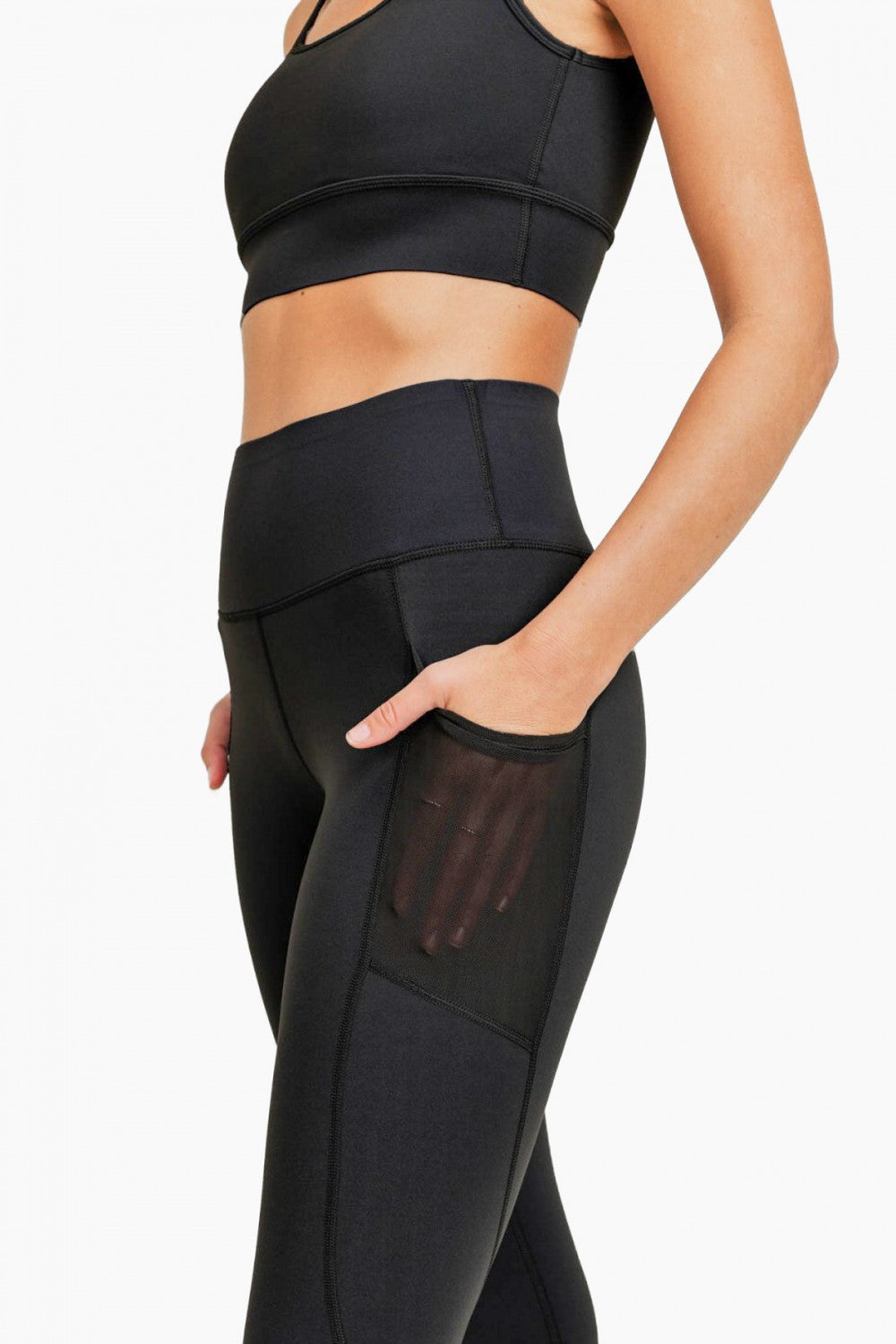 Black Contour Band High-Waist Leggings