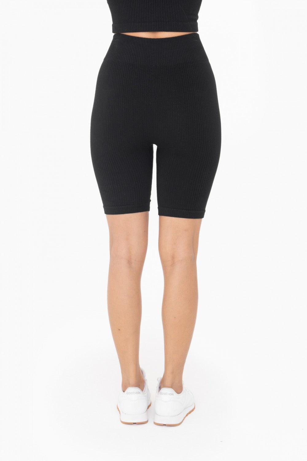 Black Ribbed Seamless Biker Short