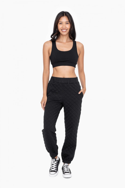 Black Quilted Jersey Joggers