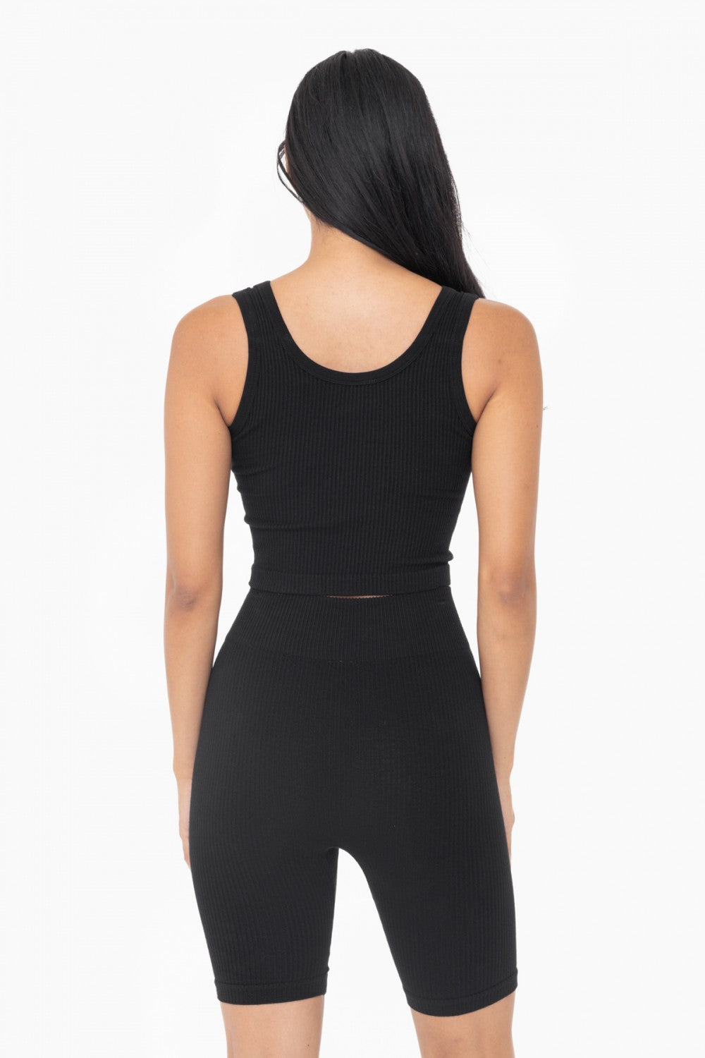 Black Ribbed Seamless Scoop Neck Tank