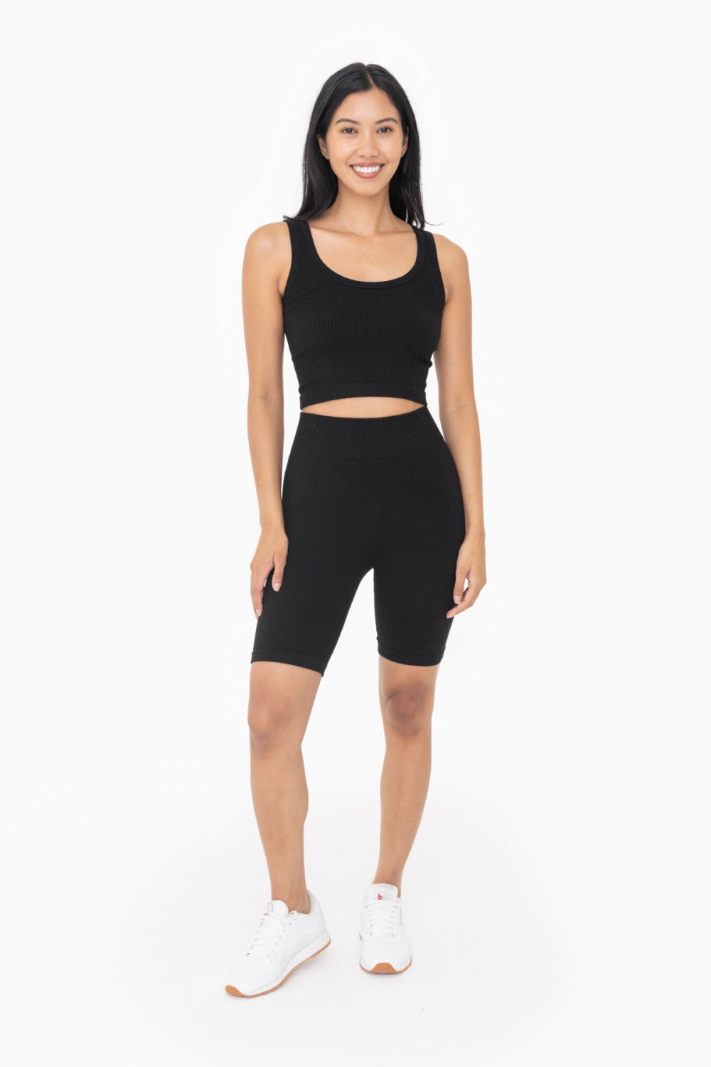 Black Ribbed Seamless Scoop Neck Tank