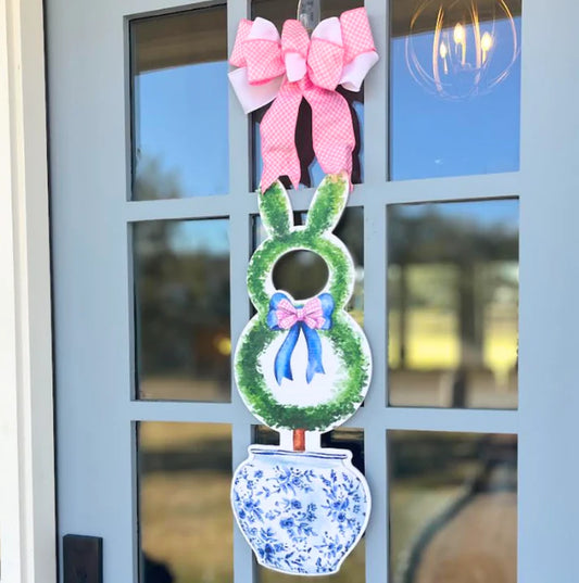 Easter Bunny Topiary- Door Hanger