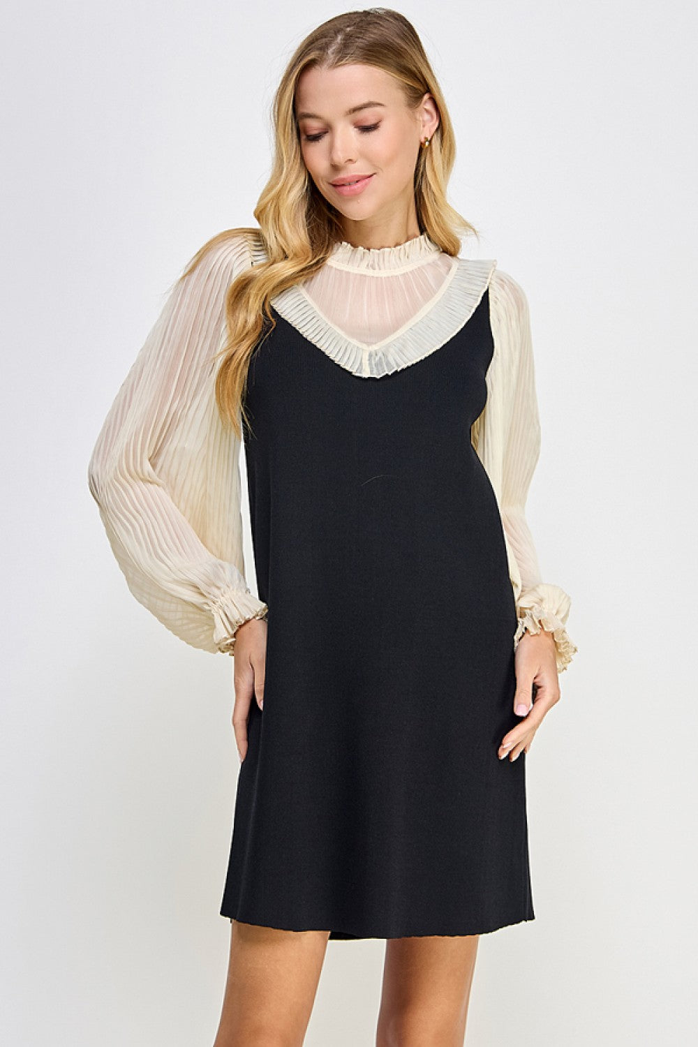 Pleated Blouse Dress