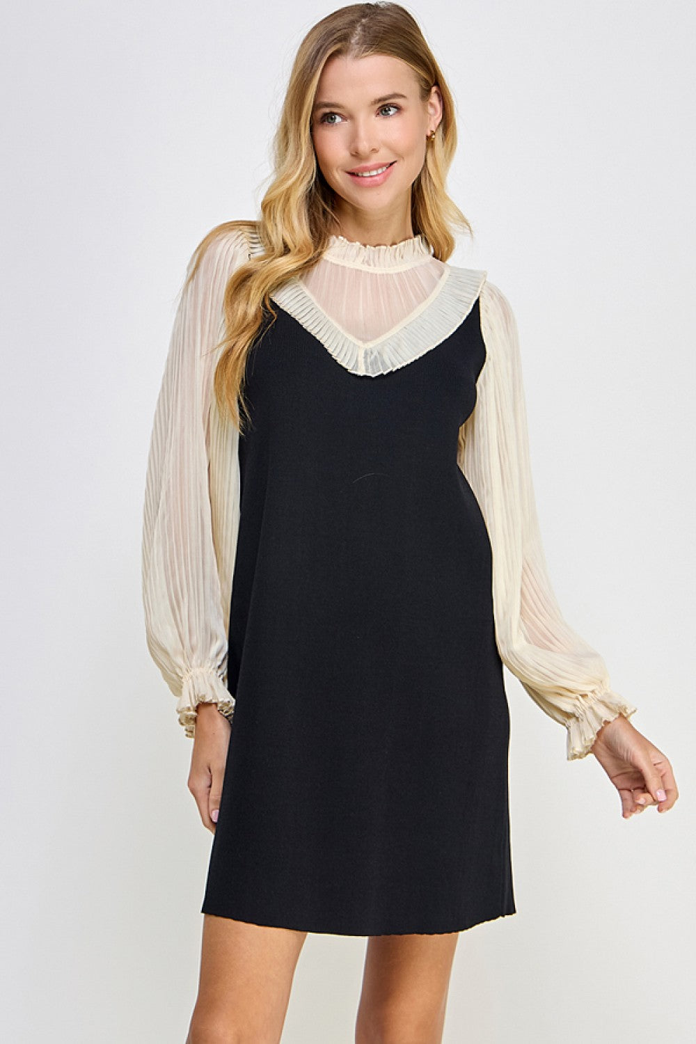 Pleated Blouse Dress