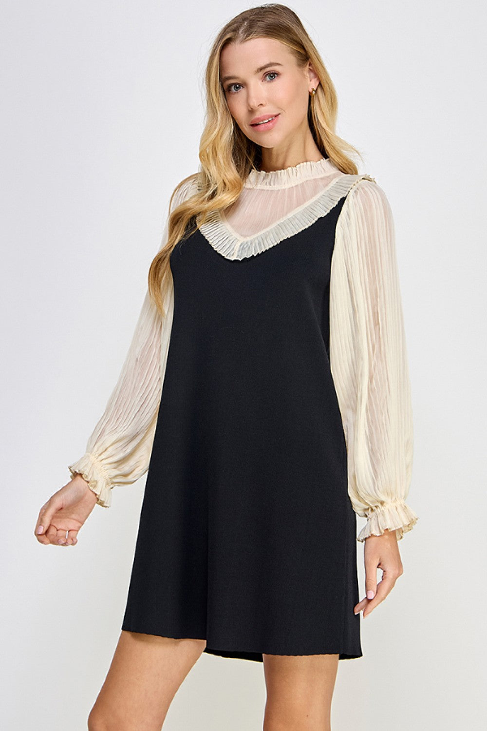 Pleated Blouse Dress