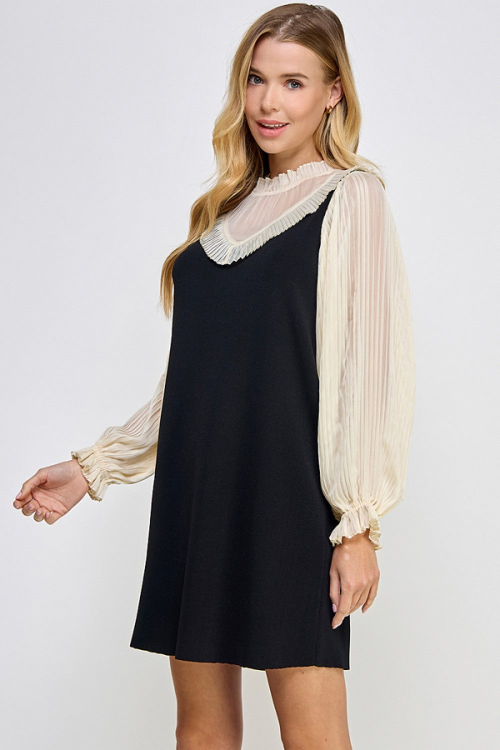 Pleated Blouse Dress