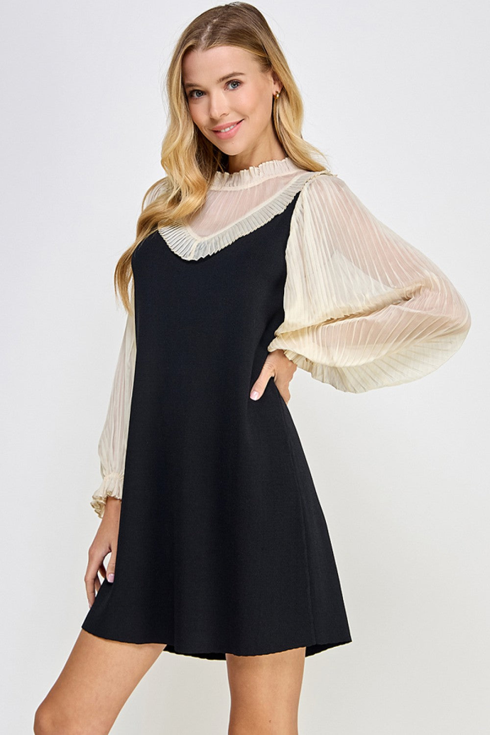 Pleated Blouse Dress