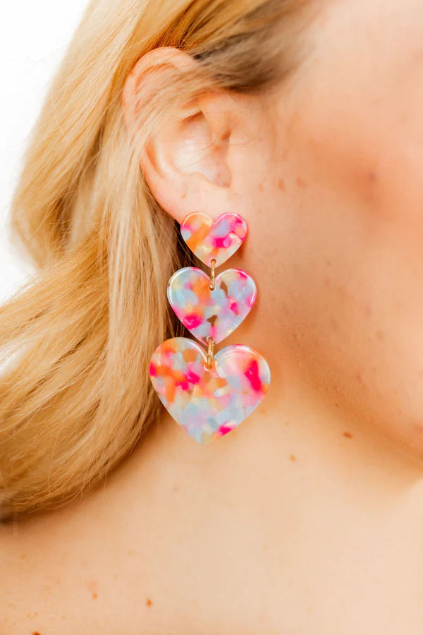 Penny Heart Drop Pink Sprinkles Earring