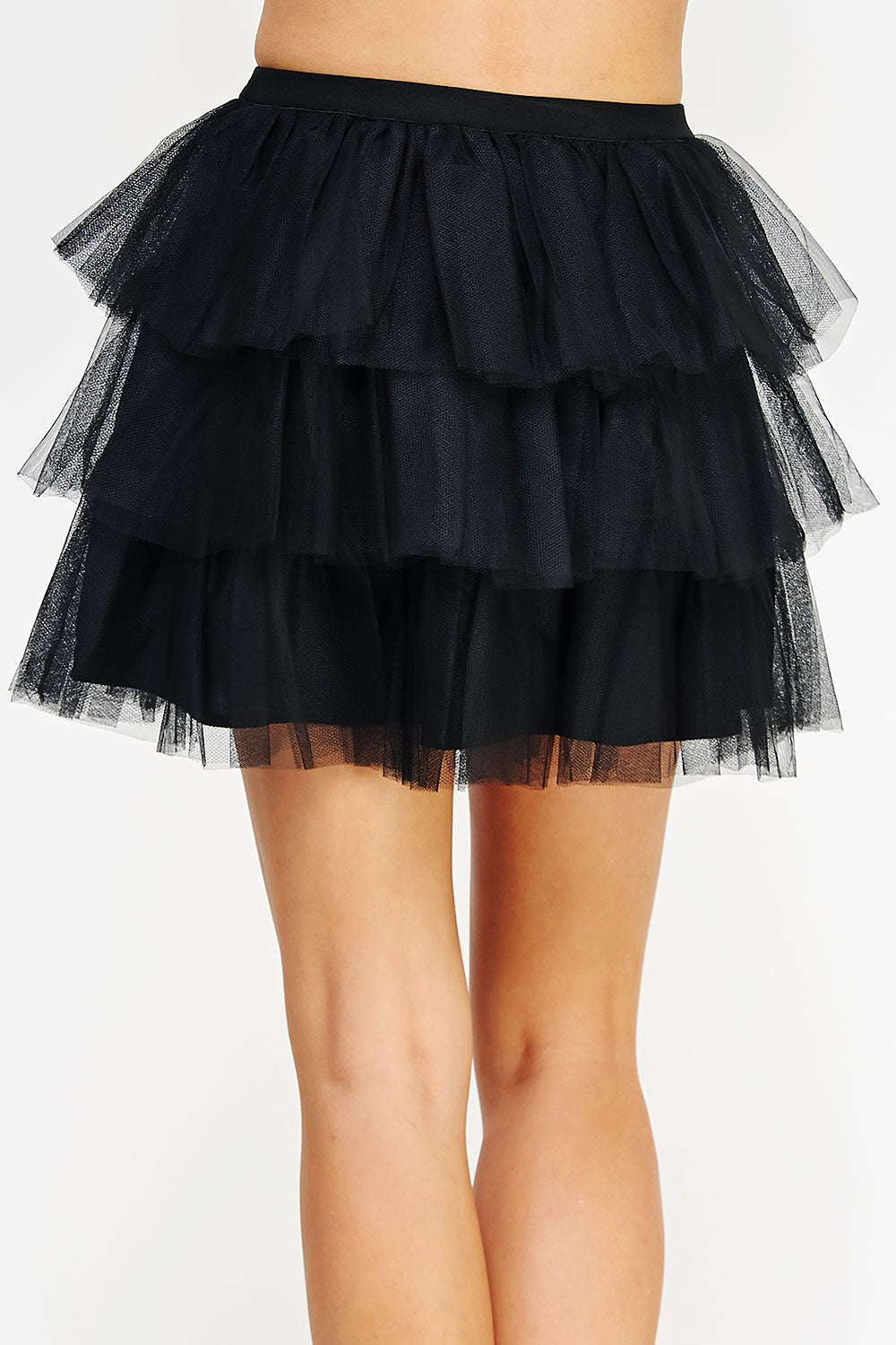 Black Tulle Frills Mini Skirt