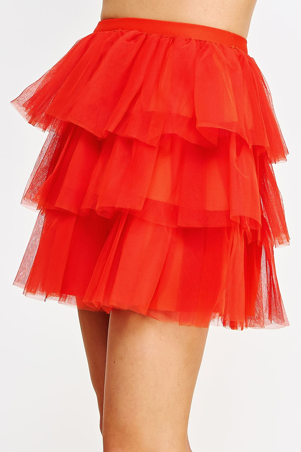 Orange Tulle Frills Mini Skirt