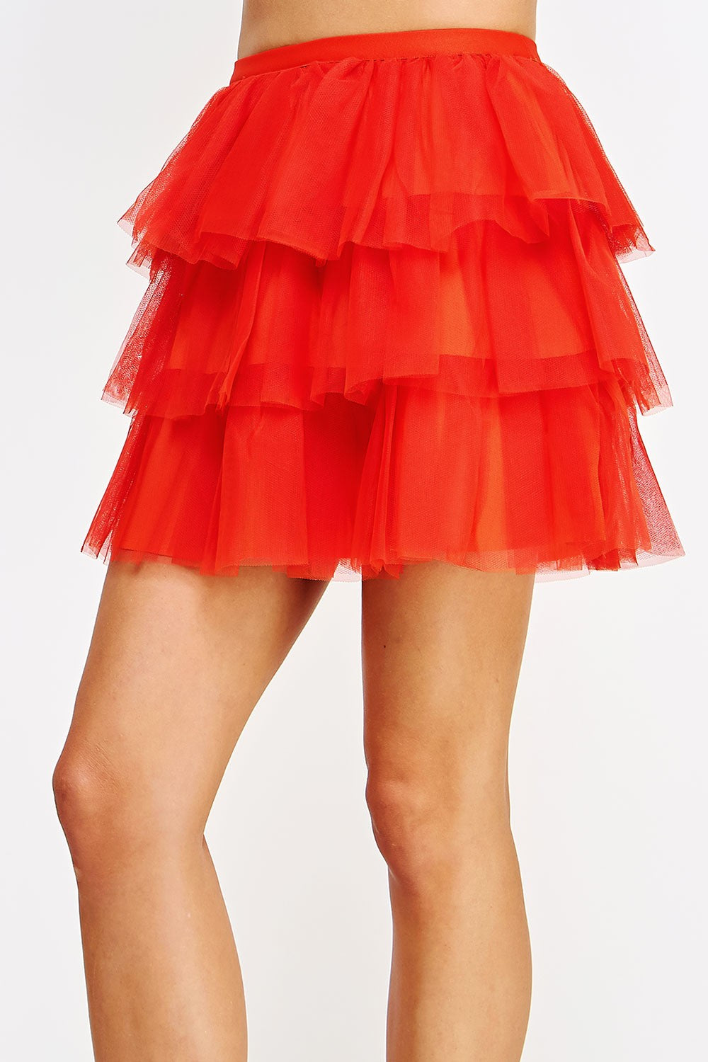 Orange Tulle Frills Mini Skirt