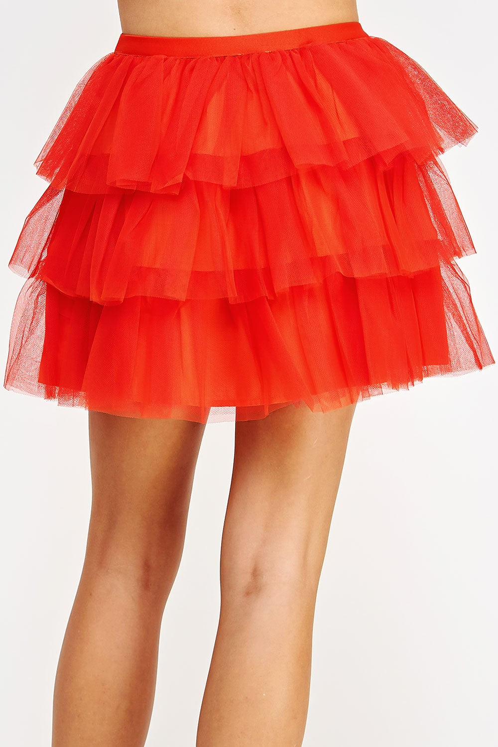 Orange Tulle Frills Mini Skirt