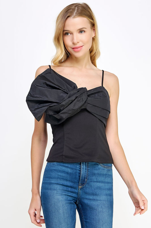 Black Satin Bow Cami Top