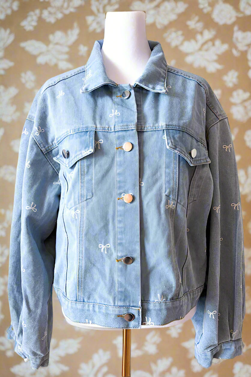 SC - Mandie Bow Print Denim Jacket