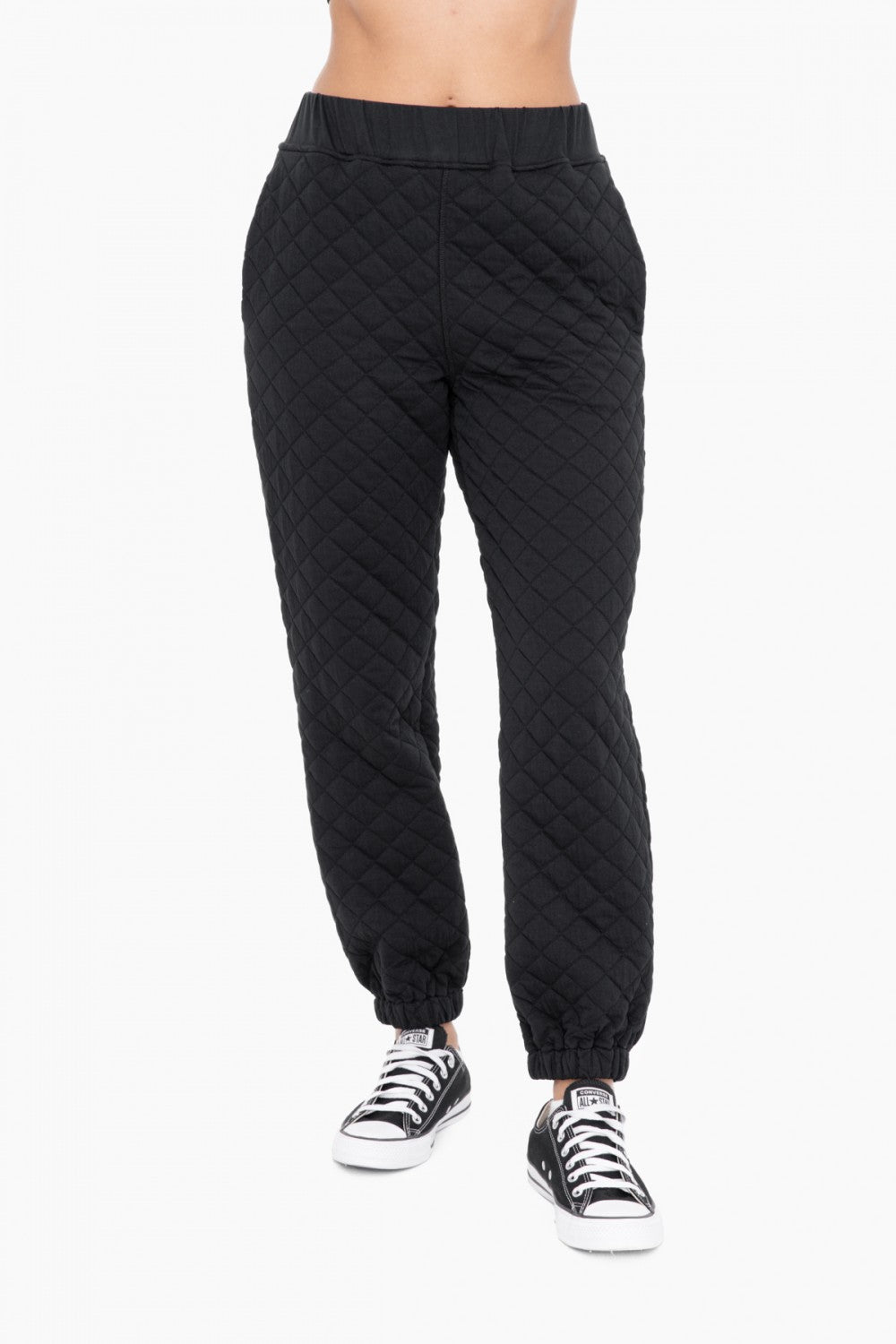 Black Quilted Jersey Joggers