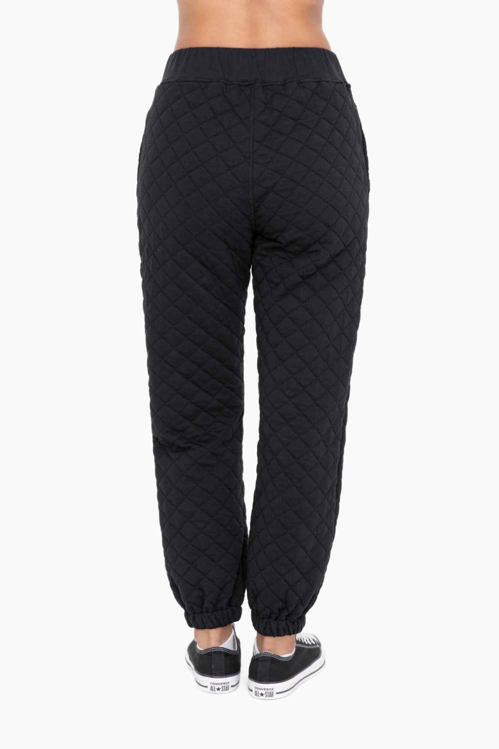 Black Quilted Jersey Joggers