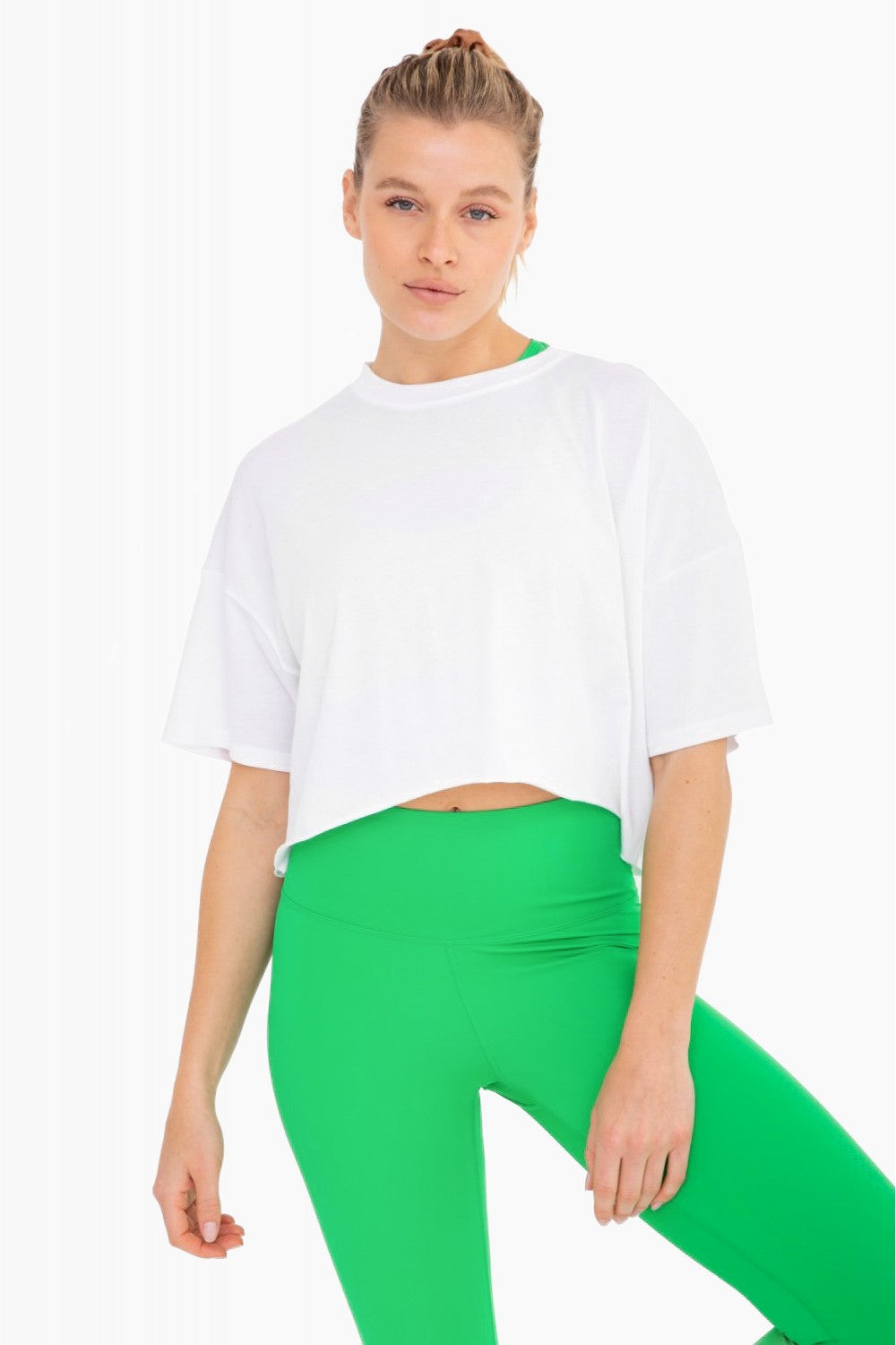 White Relaxed Fit Raw Edge Cropped Tee