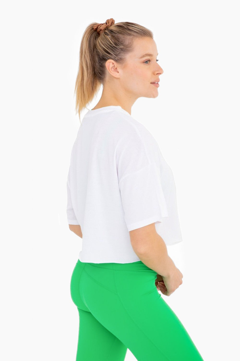 White Relaxed Fit Raw Edge Cropped Tee