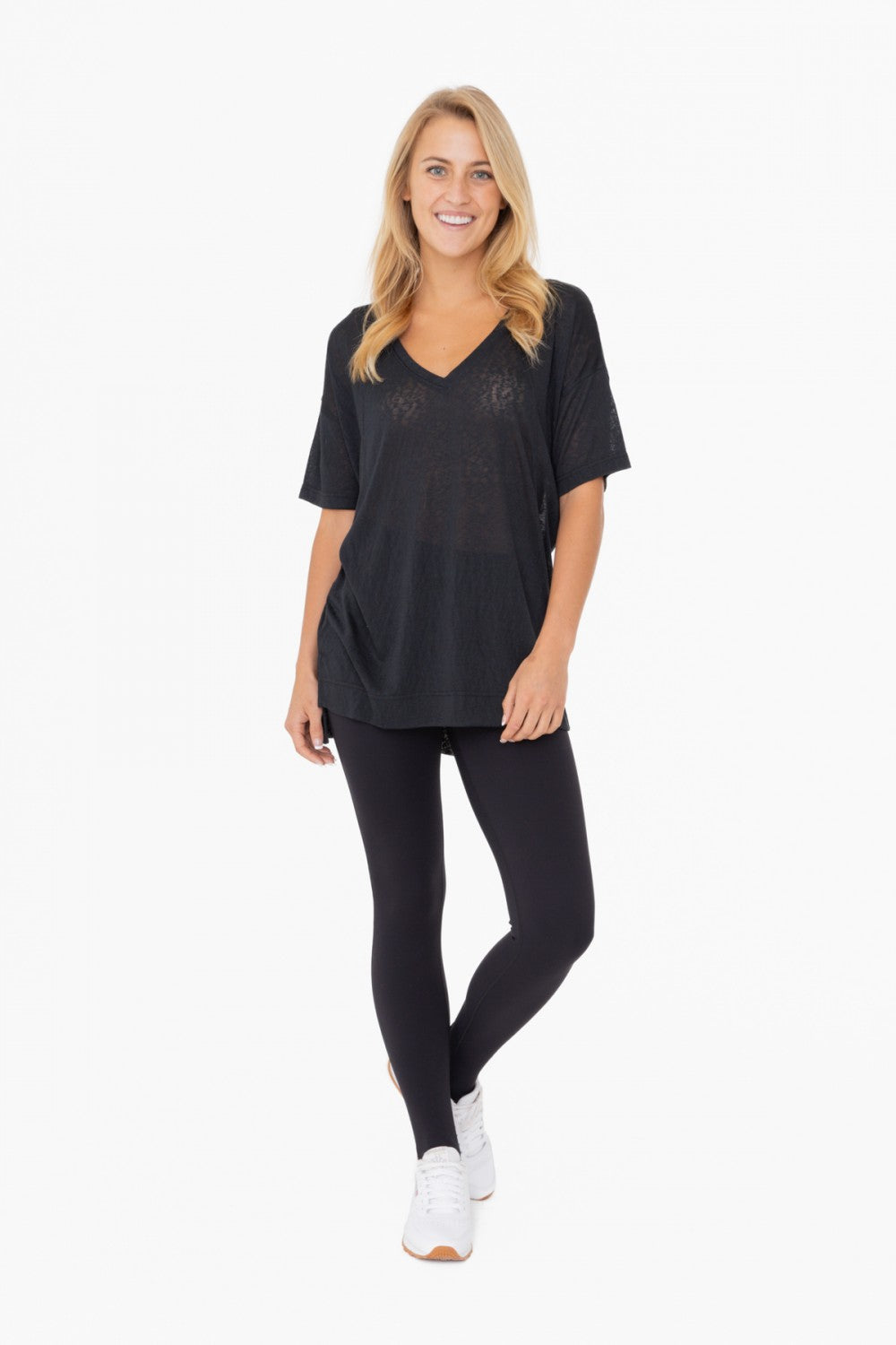 Black Hi-Lo V-Neck Tee