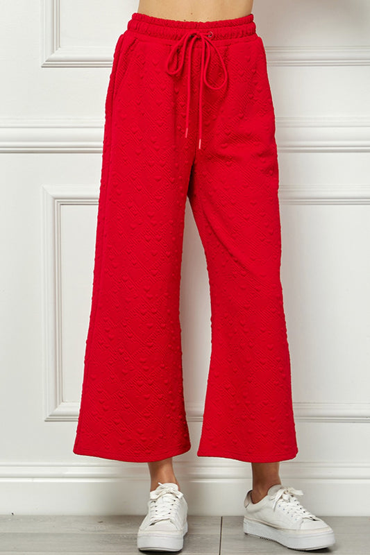 Red Heart Textured Cropped Lounge Pant