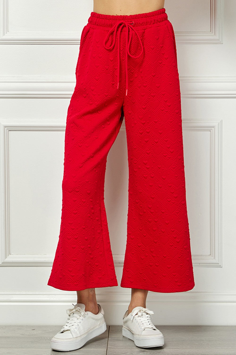 Red Heart Textured Cropped Lounge Pant